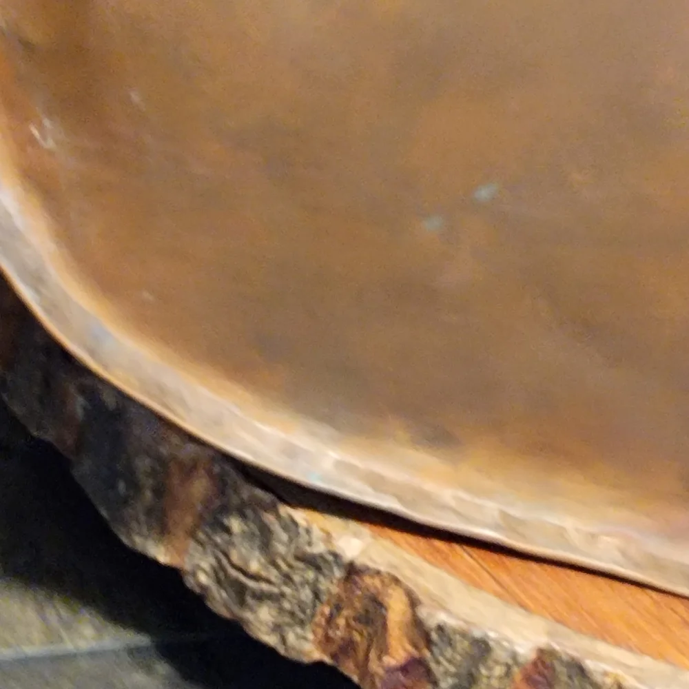 Antique Hand Crafted Copper Cauldron Vessel Tub Planter Cast Hnd Rivited Marked - Picture 9 of 13